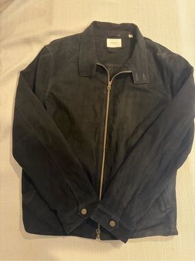 $1598 Billy Reid Suede Barracuda Jacket Black Size Medium